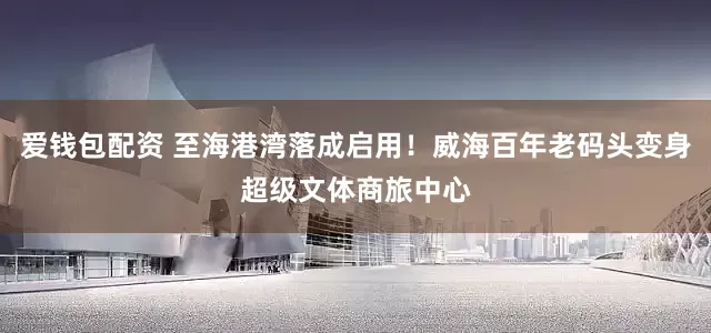 爱钱包配资 至海港湾落成启用！威海百年老码头变身超级文体商旅中心